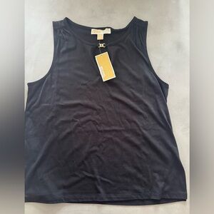 NWT MICHAEL Michael Kors Black Sleeveless Tank Top Blouse Chain‎ Detail Small